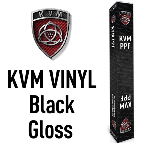 Черная виниловая глянцевая пленка KVM Vinyl Black Gloss 1м, ширина 0,4м