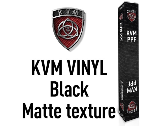 Черная матовая текстурная виниловая пленка KVM Vinyl Black Matte Texture 1пог. м, ширина 1,52м