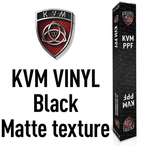 Черная матовая текстурная виниловая пленка KVM Vinyl Black Matte Texture 1пог. м, ширина 1,52м