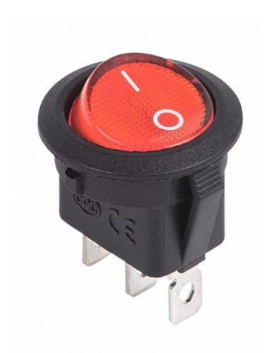 Кнопка-клавиша d 20mm 2 положения 3 контакта (красный) с подсветкой