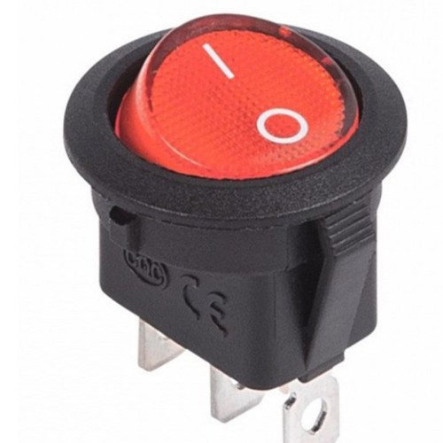 Кнопка-клавиша d 20mm 2 положения 3 контакта (красный) с подсветкой