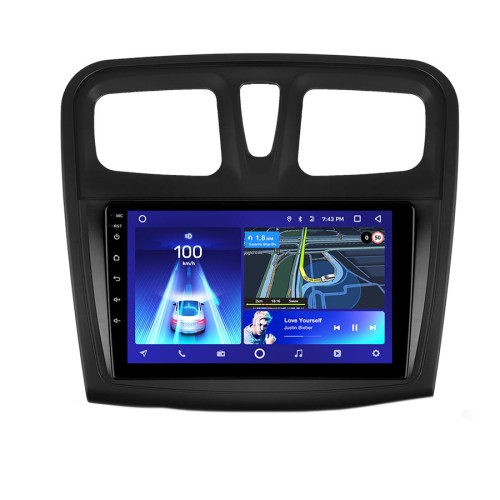 Штатная магнитола Teyes CC3 2K 360° Renault Logan 2 2012-2022 Sandero 2 2013-2022 9" (F1) прямоугольные воздухозаборники