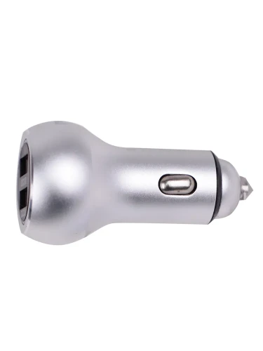 Автомобильное зарядное устройство USB в прикуриватель PG-288 2*USB QC3.0 (серебро металл)