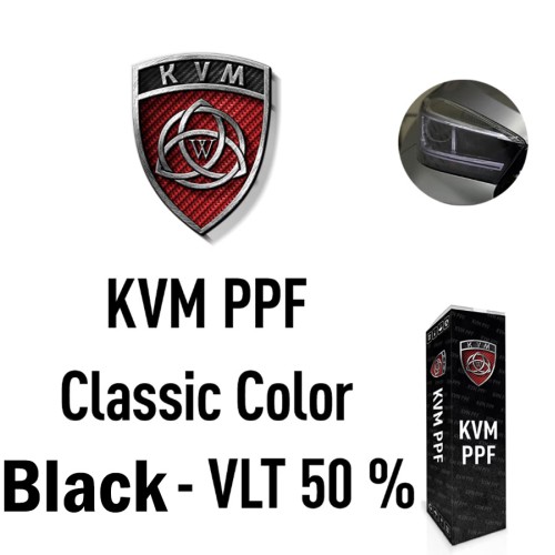 Тонировочная фиолетовая полиуретановая плёнка для оптики и фар KVM PPF Classic Color Black 1пог. м, ширина 0,61м (черный)