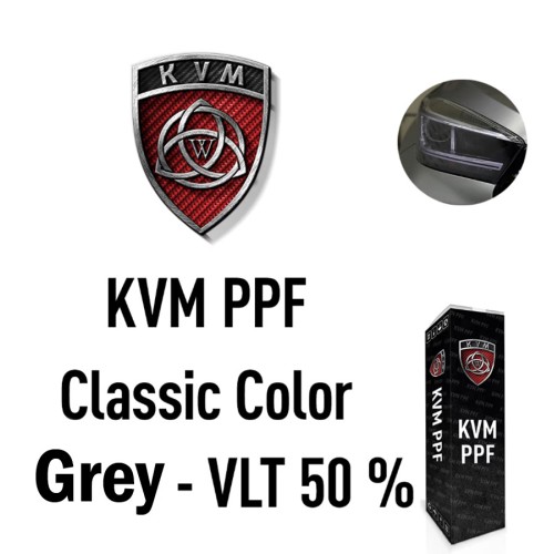 Тонировочная фиолетовая полиуретановая плёнка для оптики и фар KVM PPF Classic Color Grey 1пог. м, ширина 0,61м (серый)
