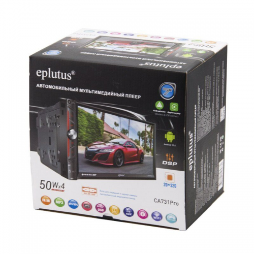 Магнитола (головное устройство) 2Din plutus CA731 PRO Android 10.0, 7" LCD сенсорный, 1024x600, Wi-Fi, GPS, MP4/MP5, MP3, AUX, USB, FM, BT 5.0