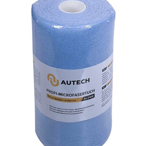 AuTech - салфетка из микрофибры 25*25см, 200гр/м, голубой (рулон 50шт)