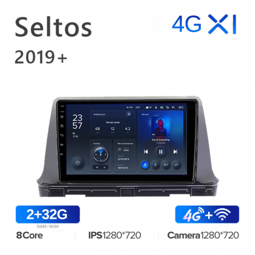 Штатная магнитола Teyes X1 Wi-Fi + 4G Kia Seltos 2019+