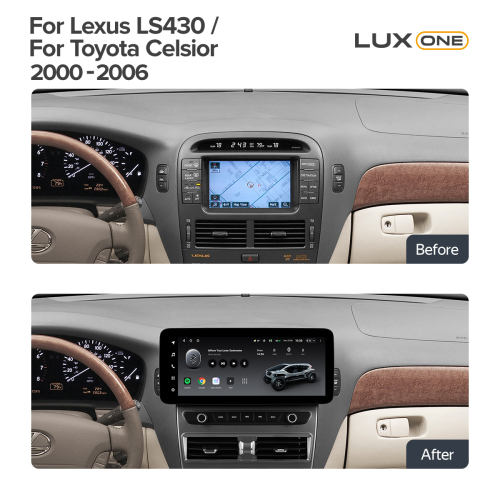 Установочный комплект Teyes Тиайс LUX ONE для Lexus LS430 XF30 LS 430 2000-2006 / Toyota Celsior XF30 III 3 2000-2006 12.3″