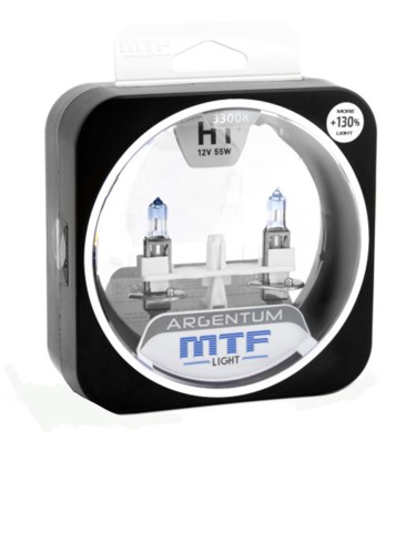 Галогенные автолампы MTF Light Argentum H1 55W 12V +130% (пара)