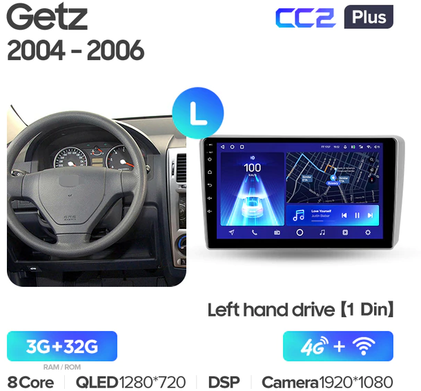 Штатная магнитола Teyes CC2 Plus Hyundai Getz 1 2004-2006 (1Din) - купить  за 25 650 руб. в интернет-магазине Legen-auto