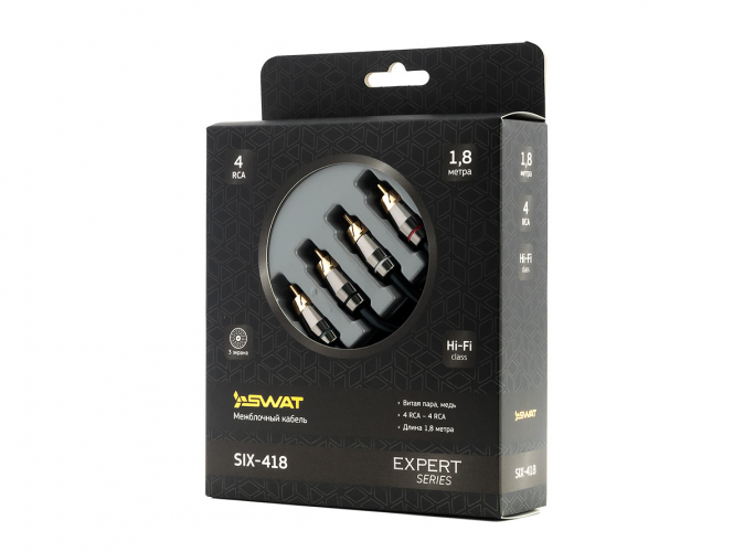 SWAT SIX-418 межблочный кабель 4RCA-4RCA, 1.8 метра