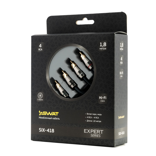 SWAT SIX-418 межблочный кабель 4RCA-4RCA, 1.8 метра