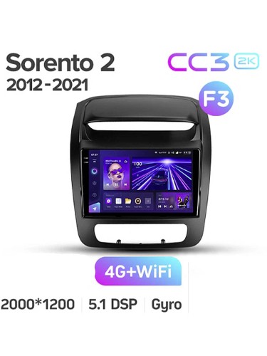 Штатная магнитола Teyes CC3 2K Kia Sorento 2 II XM 2012-2021 9" (F3) цельная рамка