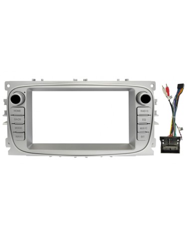 Рамка для установки магнитолы Ford Mondeo 2007-2015, Focus 2007-2012 7" (7001) серебристая