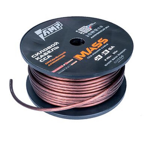Кабель силовой AMP MASS 8Ga CCA Extremely flexible Черный алюминий (1метр)